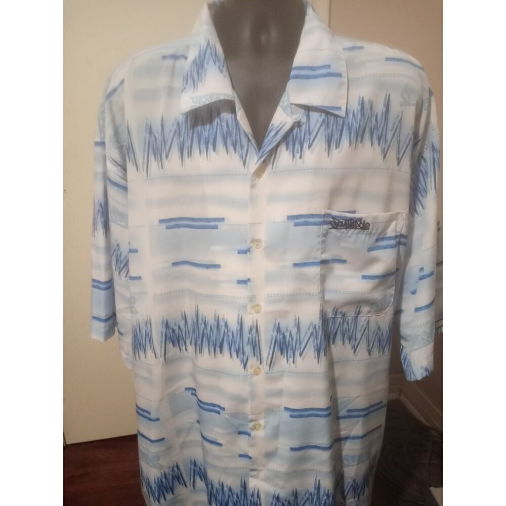 VTG Southpole Shirt Mens 3XL Blue Short Sleeve Graphic Print Hip Hop Baggy Y2K